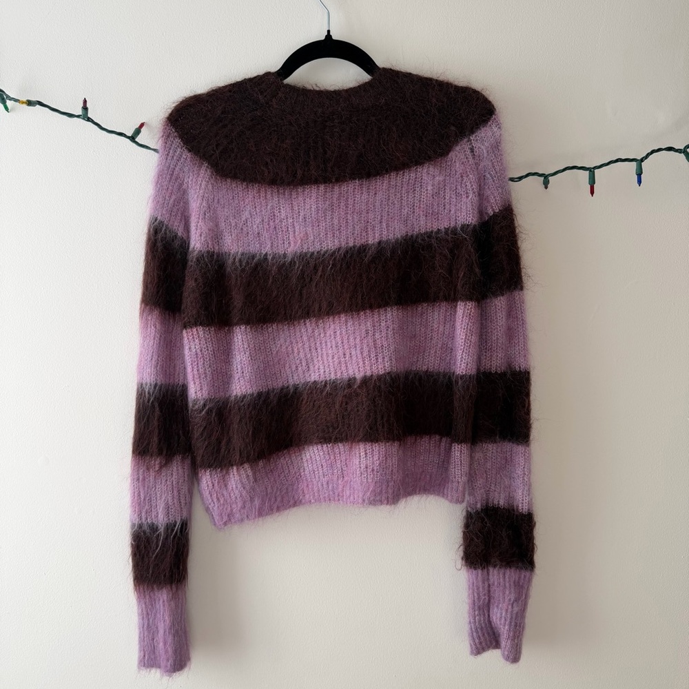 ALLSAINTS lou brushed mohair crewneck purple & brown size M/6/8 - Picture 5 of 5